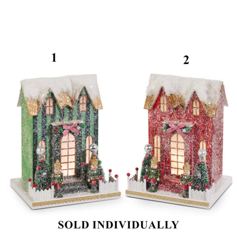 Lighted Striped Paper House, 10.5" (2 styles - sold individually)