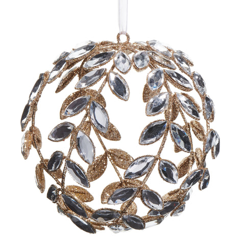 Clear Jeweled Vine Ball Ornament, 4"