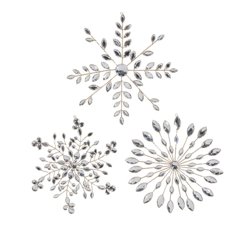 Clear Jeweled Snowflake Ornament, 10.5" (3 styles - sold individually)