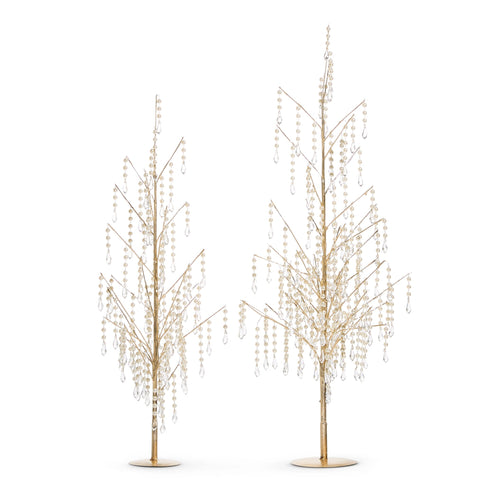 Gold Dripping Pearl Trees, 24.5" - 29.5" (Set of 2)