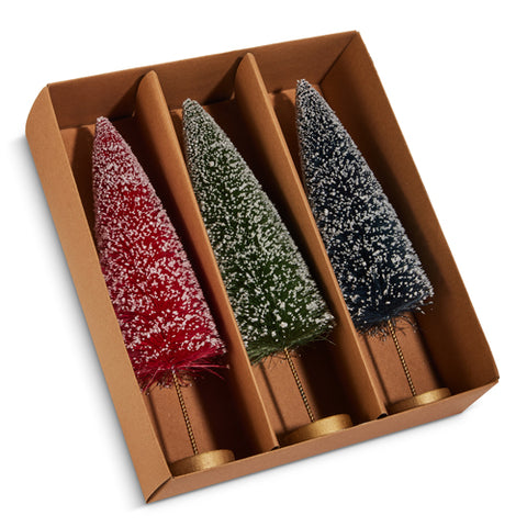 Multicolor Bottle Brush Trees, 10.75" (Set of 3)