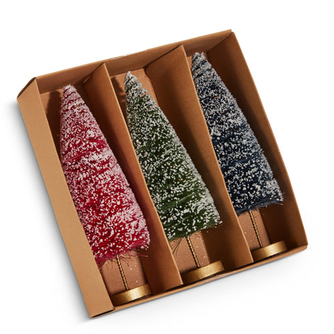 Multicolor Bottle Brush Trees, 7.75" (Set of 3)