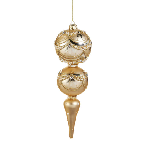 Gold Pearl Trimmed Finial Ornament, 10.5" (2 styles - sold individually)