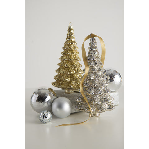 Silver Sparkle Tree Ornament, 7"