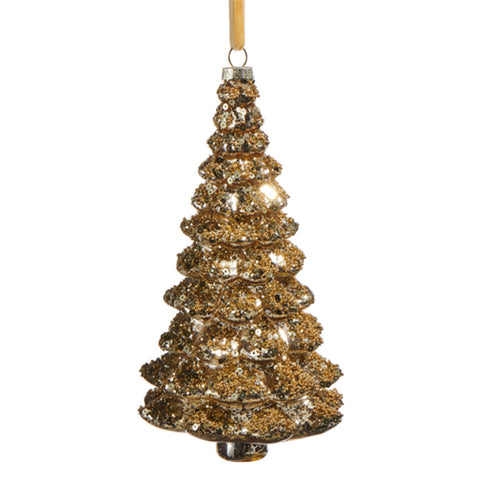 Gold Sequin Tree Ornament, 7"