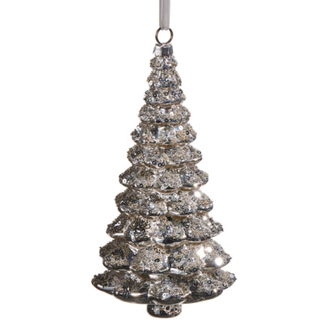 Silver Sparkle Tree Ornament, 7"