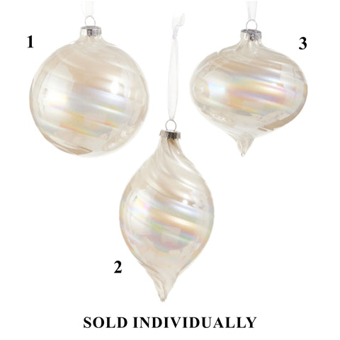 Pearlescent Swirl Ornaments, 4" (3 styles - sold individually)