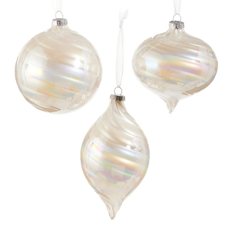 Pearlescent Swirl Ornaments, 4" (3 styles - sold individually)