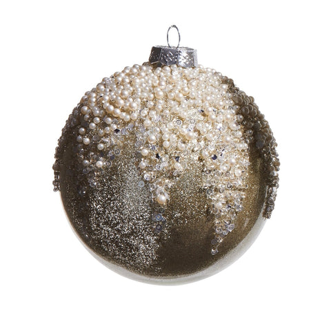 Pearl Frosted Taupe Ornament, 4" (3 Styles - Sold individually)