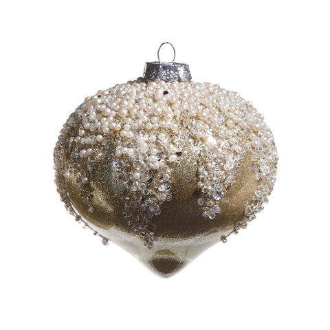 Pearl Frosted Taupe Ornament, 4" (3 Styles - Sold individually)