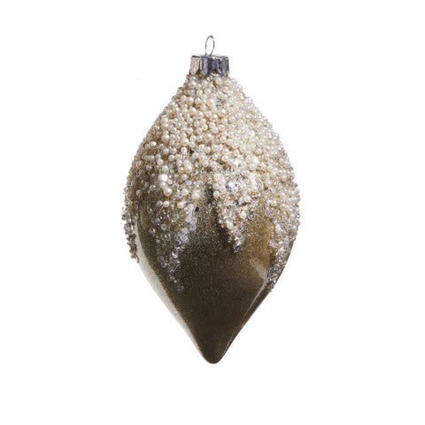 Pearl Frosted Taupe Ornament, 4" (3 Styles - Sold individually)
