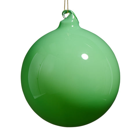 Green Opaque Blown Glass Ball Ornament, 4"