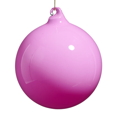 Pink Opaque Blown Glass Ball Ornament, 4"