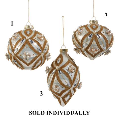 Pearl Jewel Embellished Ornament, 4" (3 styles - sold individually)