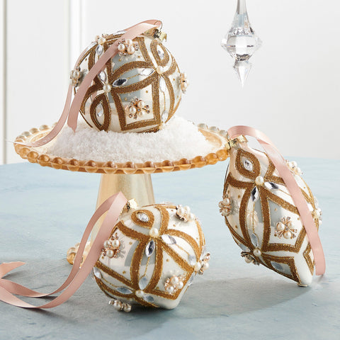 Pearl Jewel Embellished Ornament, 4" (3 styles - sold individually)