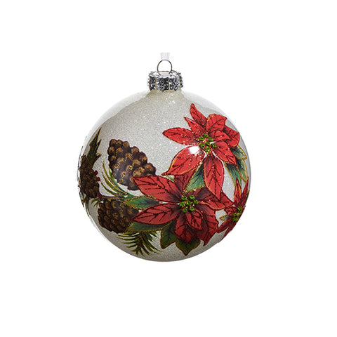 Poinsettia Ball Ornament, 5"