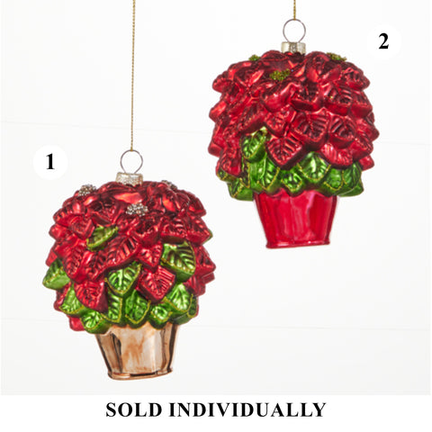 Poinsettia Ornament, 4" (2 styles - sold individually)