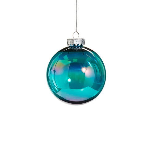 Teal Seamless Iridescent Ball Ornament, 4"
