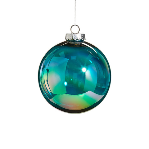Teal Seamless Iridescent Ball Ornament, 6"