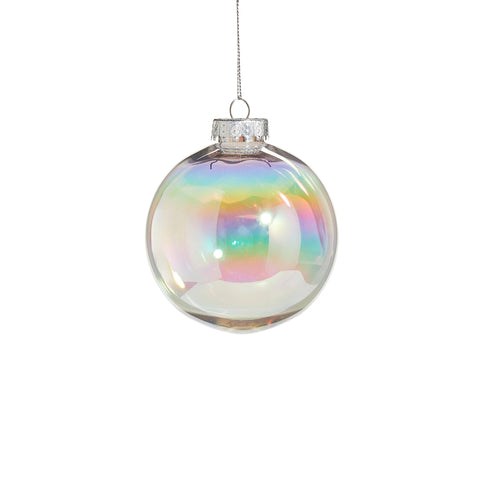 Clear Seamless Iridescent Ball Ornament, 4"