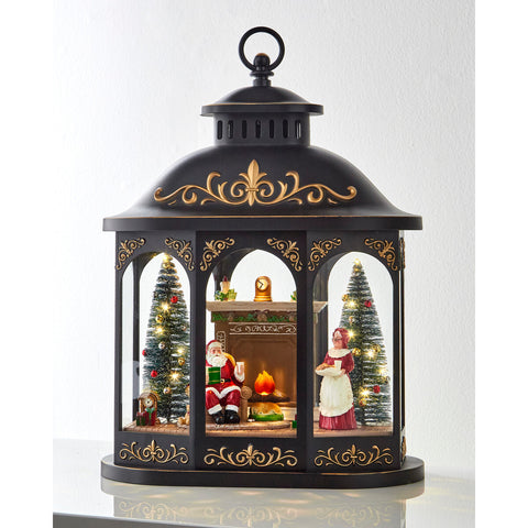 Lighted Resting Santa Lantern, 17.25"