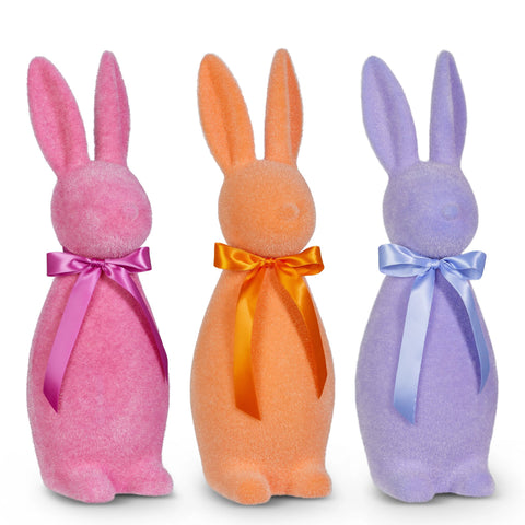 Sherbet Flocked Bunny Figurine, 18.5" (3 styles - sold individually)