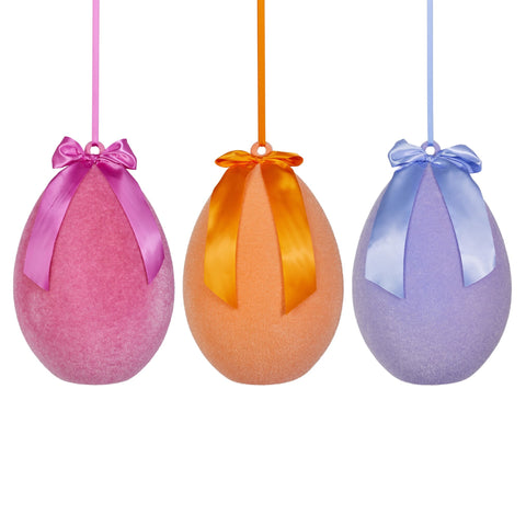 Sherbet Flocked Hanging Egg, 16" (3 styles - sold individually)
