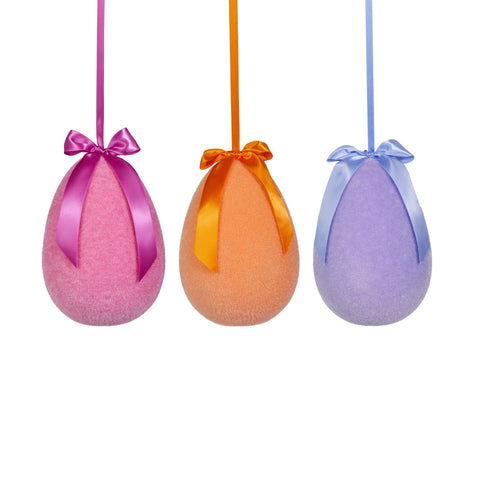 Sherbet Flocked Hanging Egg, 10" (3 styles - sold individually)