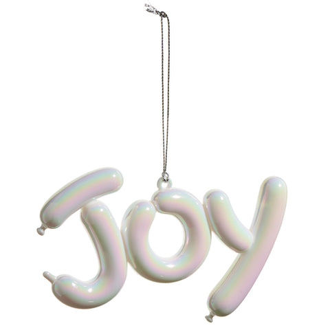 White Iridescent Joy Ornament, 5"