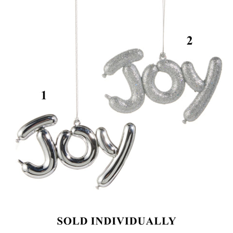 Silver Joy Ornament, 5" (2 styles - sold individually)