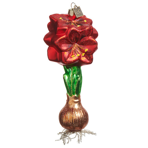 Red Amaryllis Bulb Ornament, 6"