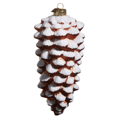 Snowy Brown Pinecone Ornament, 8"