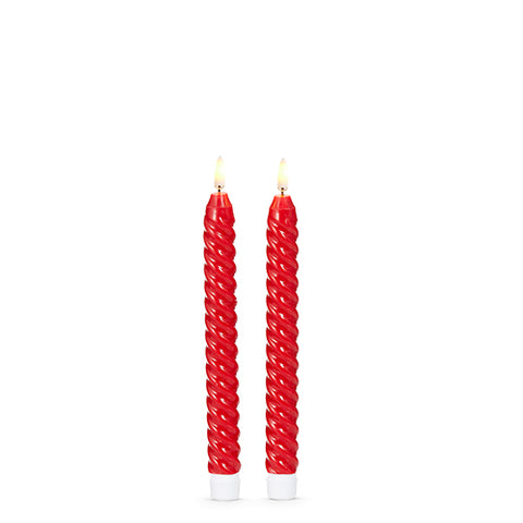 Red Twist Taper Candles, 8.5" (Set of 2)