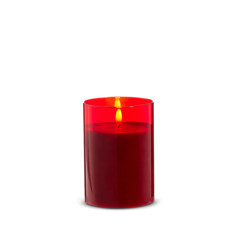 Red Glass Pillar Candle, 3.5" x 5"