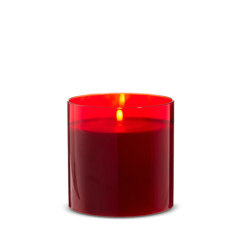 Red Glass Pillar Candle, 6" x 6"