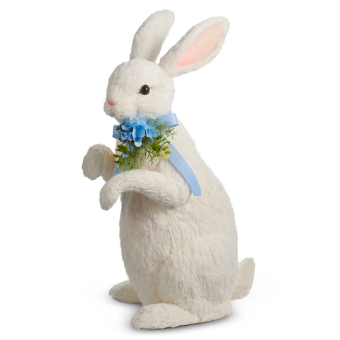 Sisal Bunny W/ Blue Bow Figurine, 20"