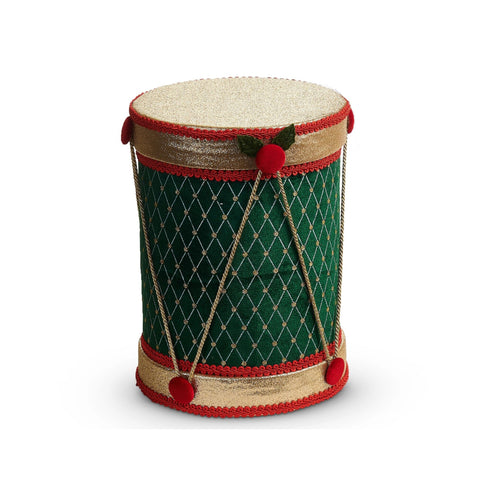 Red and Green Velvet Drum Figurine, 12" (2 styles - sold individually)