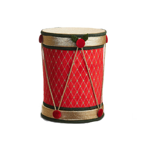 Red and Green Velvet Drum Figurine, 12" (2 styles - sold individually)
