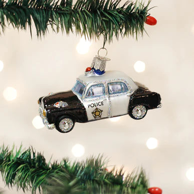 Police Car Glass Ornament