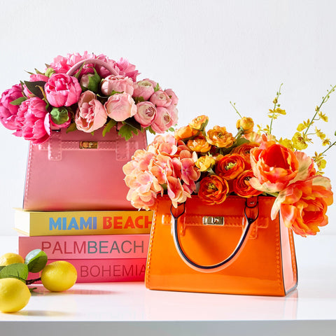 Orange Purse Vase, 9.5"