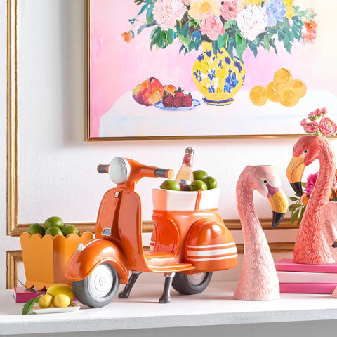 Orange Scooter Planter, 21"