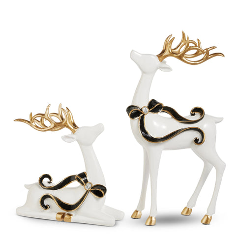Jeweled Bow Deer Figurines, 9.5" - 15.5" (Set of 2)