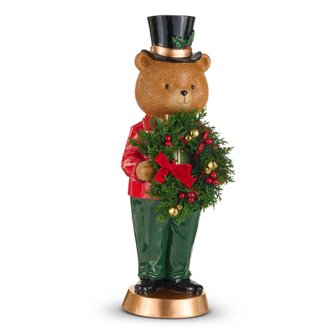Lighted Bear with Wreath Figurine, 24"