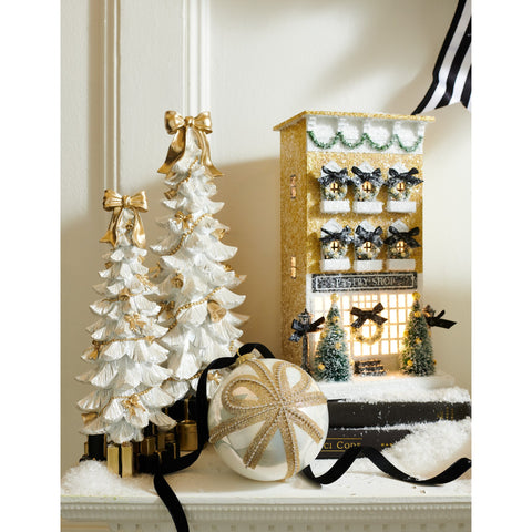 Bow Tree with Presents Figurines, 11.5" - 15.5" (Set of 2)