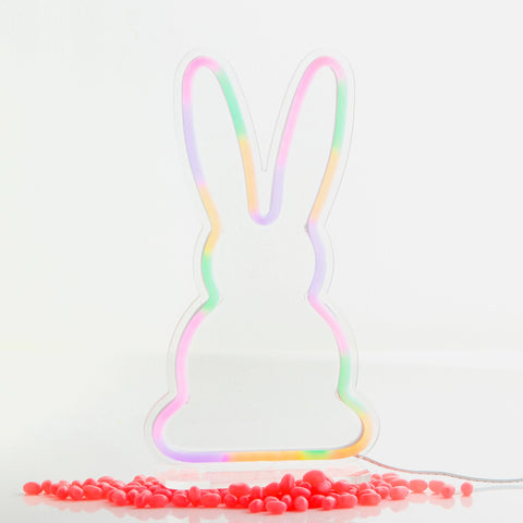 Lighted Neon Bunny Sign, 12.5"