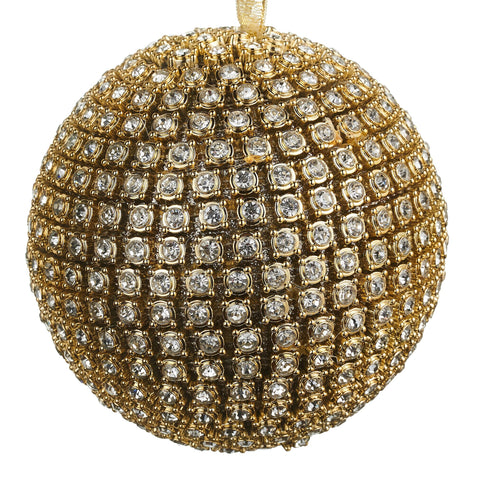 Gold Rhinestone Ball Ornament, 5"