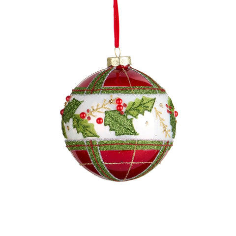 Plaid Holly Ornament, 4" (3 Styles - Sold individually)