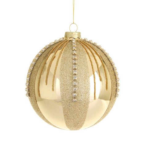 Gold and Rhinestone Ball Ornament, 5"