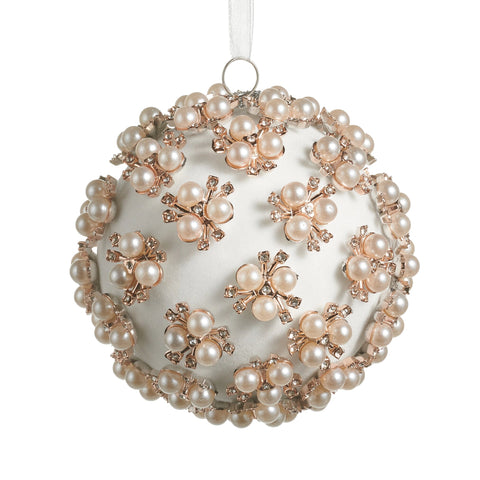 Pearl Clustered Ivory Ball Ornament, 4"