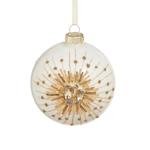 Jewel Starburst Ball Glass Ornament, 4.5" (2 styles - sold individually)